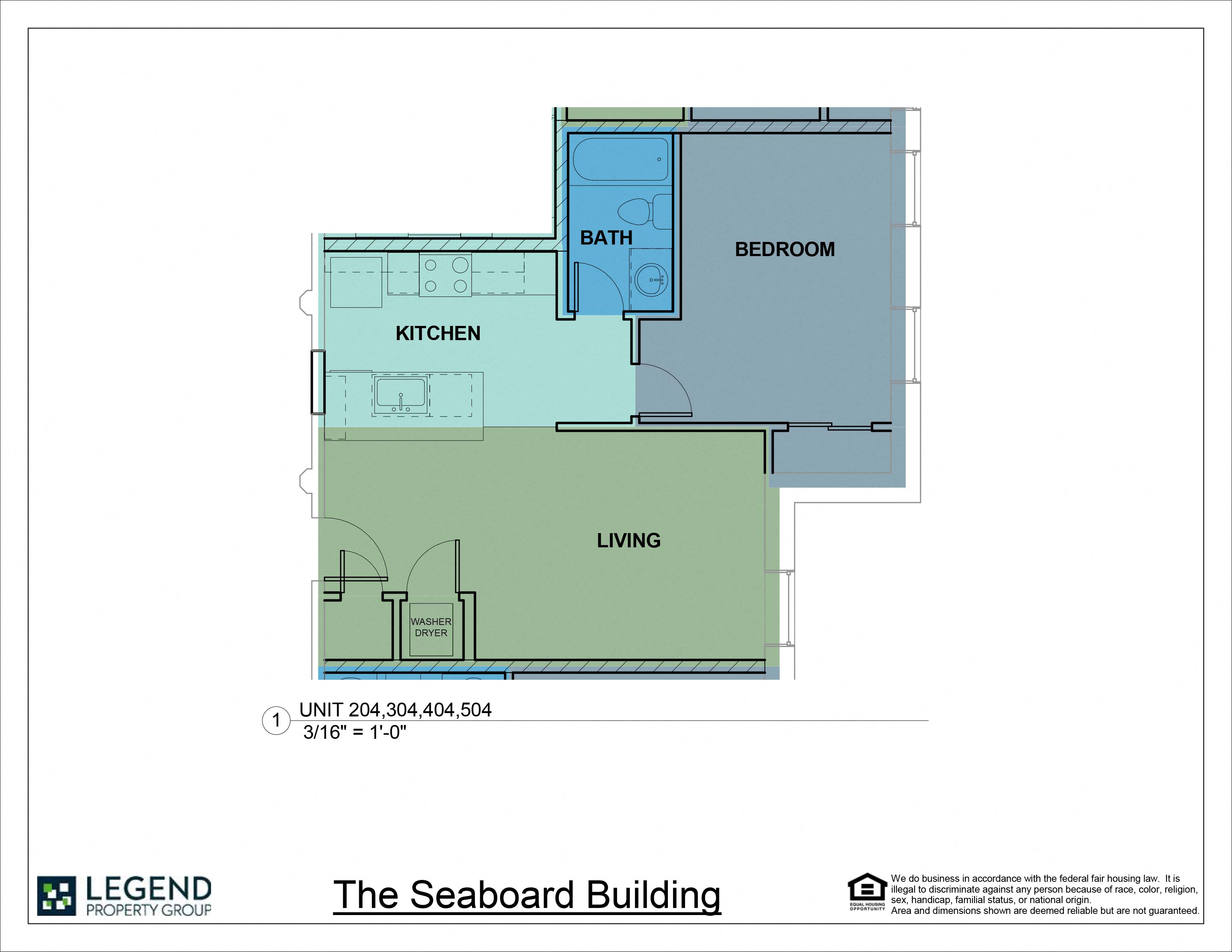 Floor plan for 1 bed, 1 bath, 663 sqft